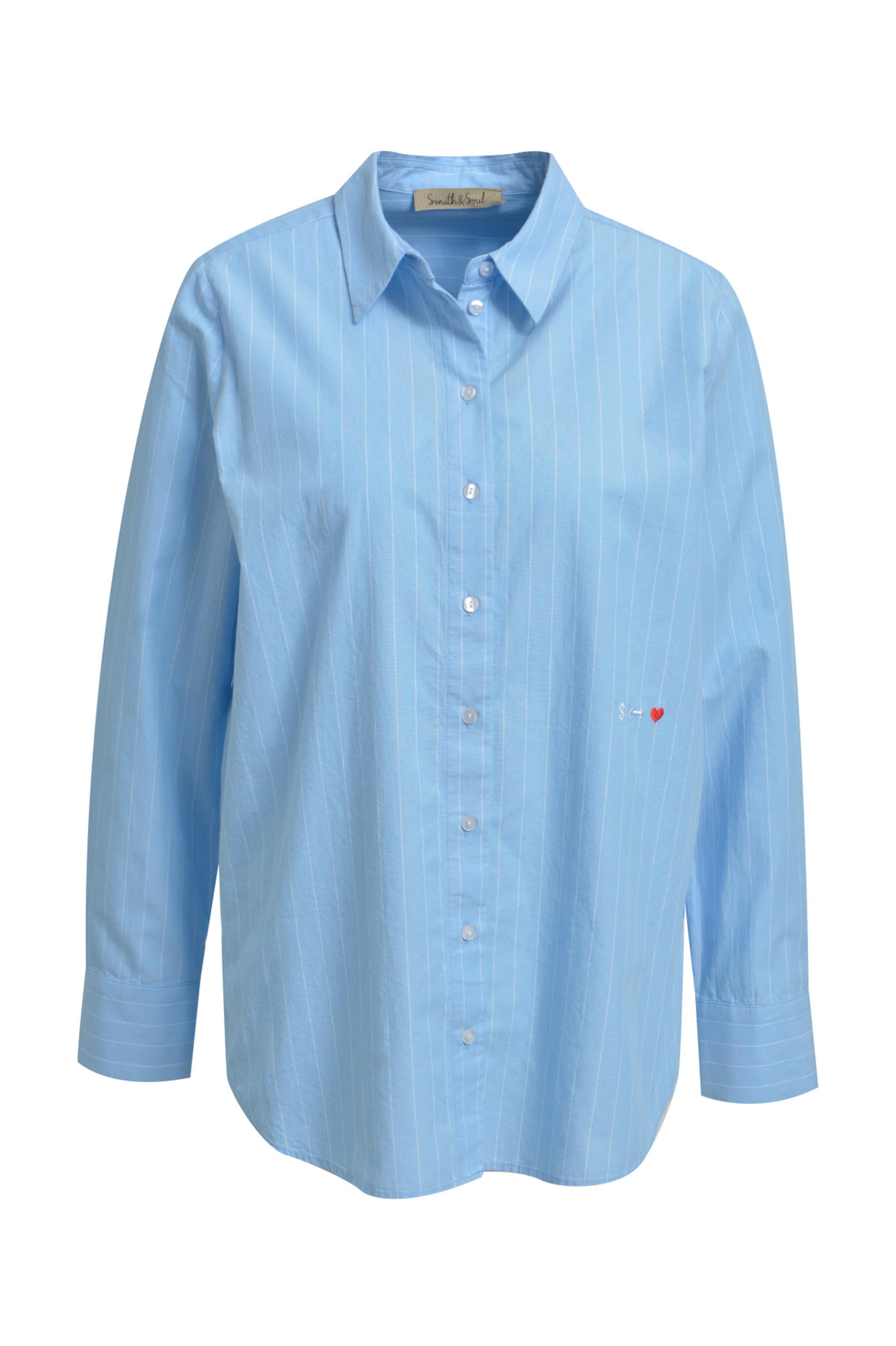 Smith&Soul Gestreifte Bluse mit Rücken-Patch in blau, Produktansicht