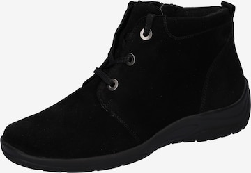 WALDLÄUFER Lace-Up Ankle Boots in Black: front