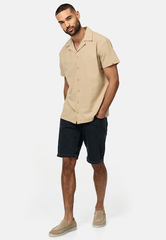 INDICODE JEANS Regular fit Button Up Shirt 'Rycroft' in Beige