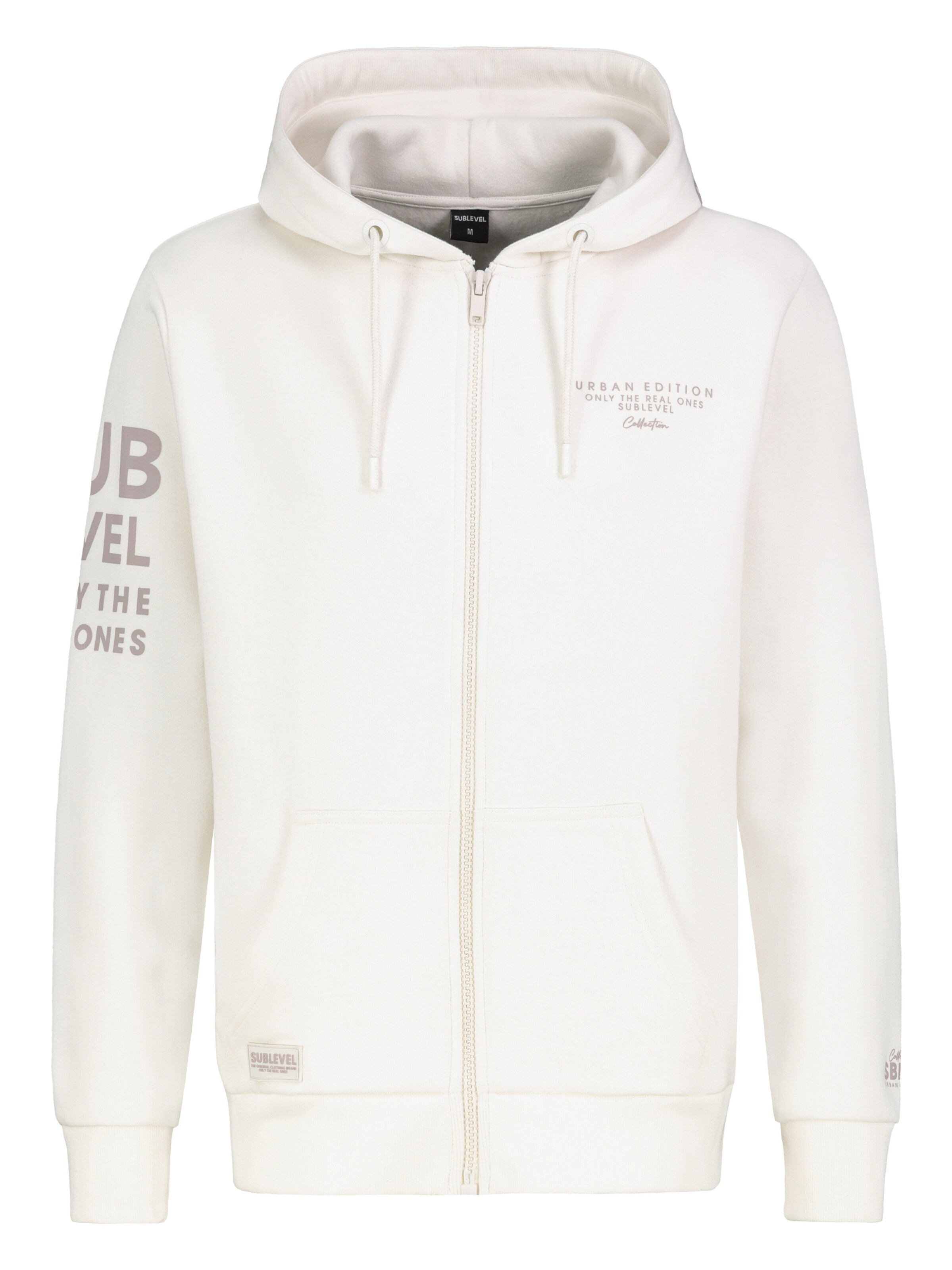 Sublevel Sweatjacke in stone / weiß, Produktansicht