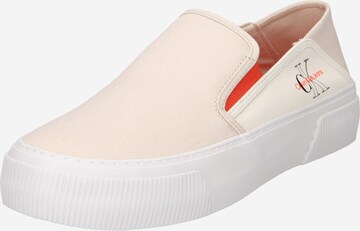 Calvin Klein Jeans - Sapatilhas slip-on em bege: frente