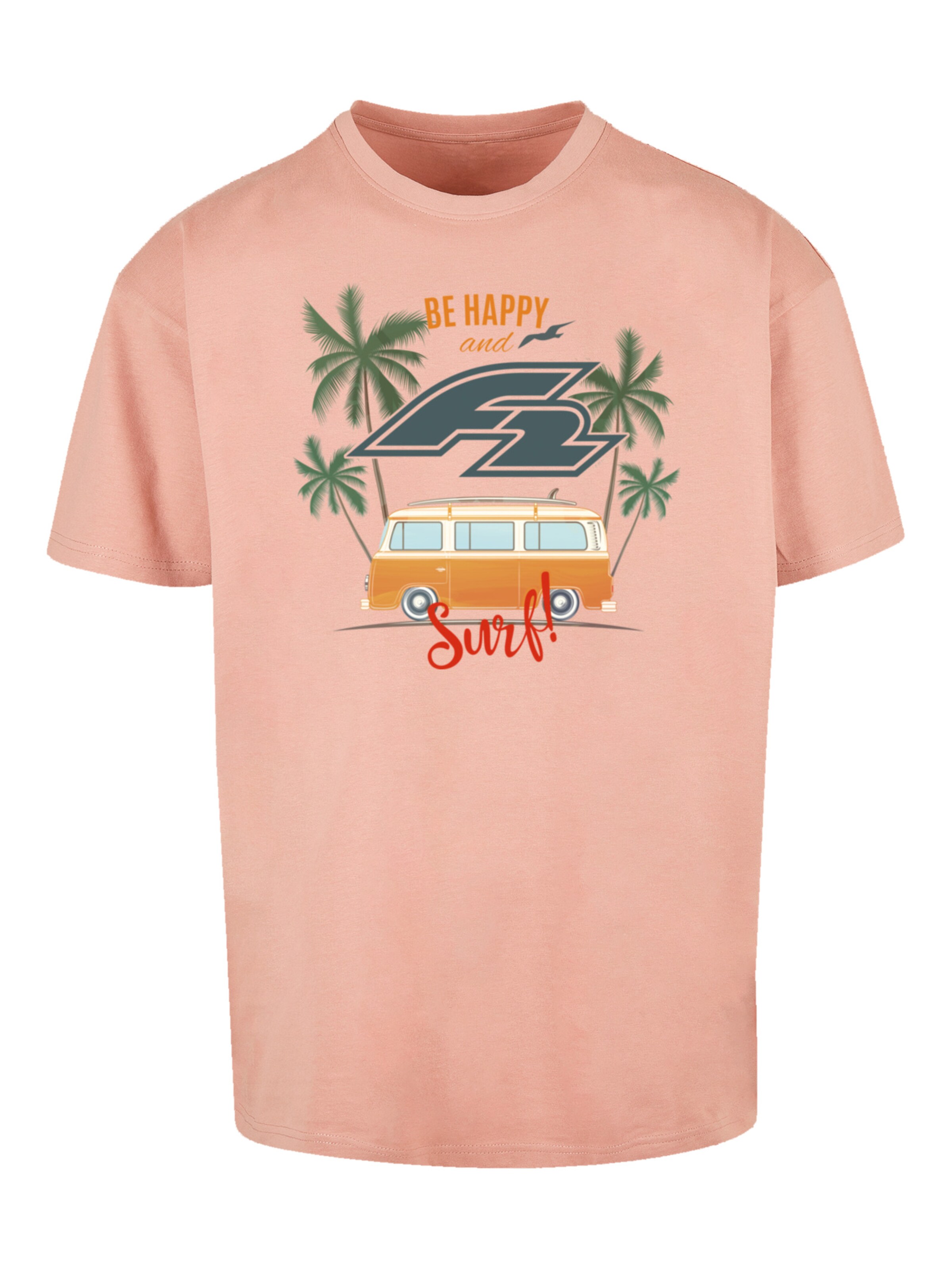 F2 Shirt 'Be Happy And Surf Bulli Sommer' in Orange: front