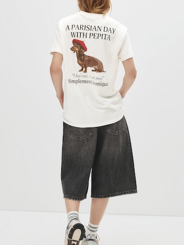 Pull&Bear T-shirt i vit: framsida