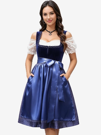 KoJooin Dirndl 'Oktoberfest-Kostüme Damen Dirndlkleider 3-teilig Deutsche Tracht Bayerische Weiße Bluse Schürze' in 34 in Navy, Item view
