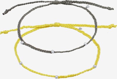 ELLI Fußschmuck Boho in neongelb / grau / silber, Produktansicht