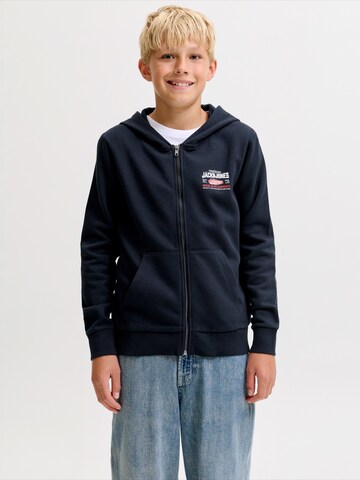 Jack & Jones Junior - Sudadera con cremallera en azul: frente