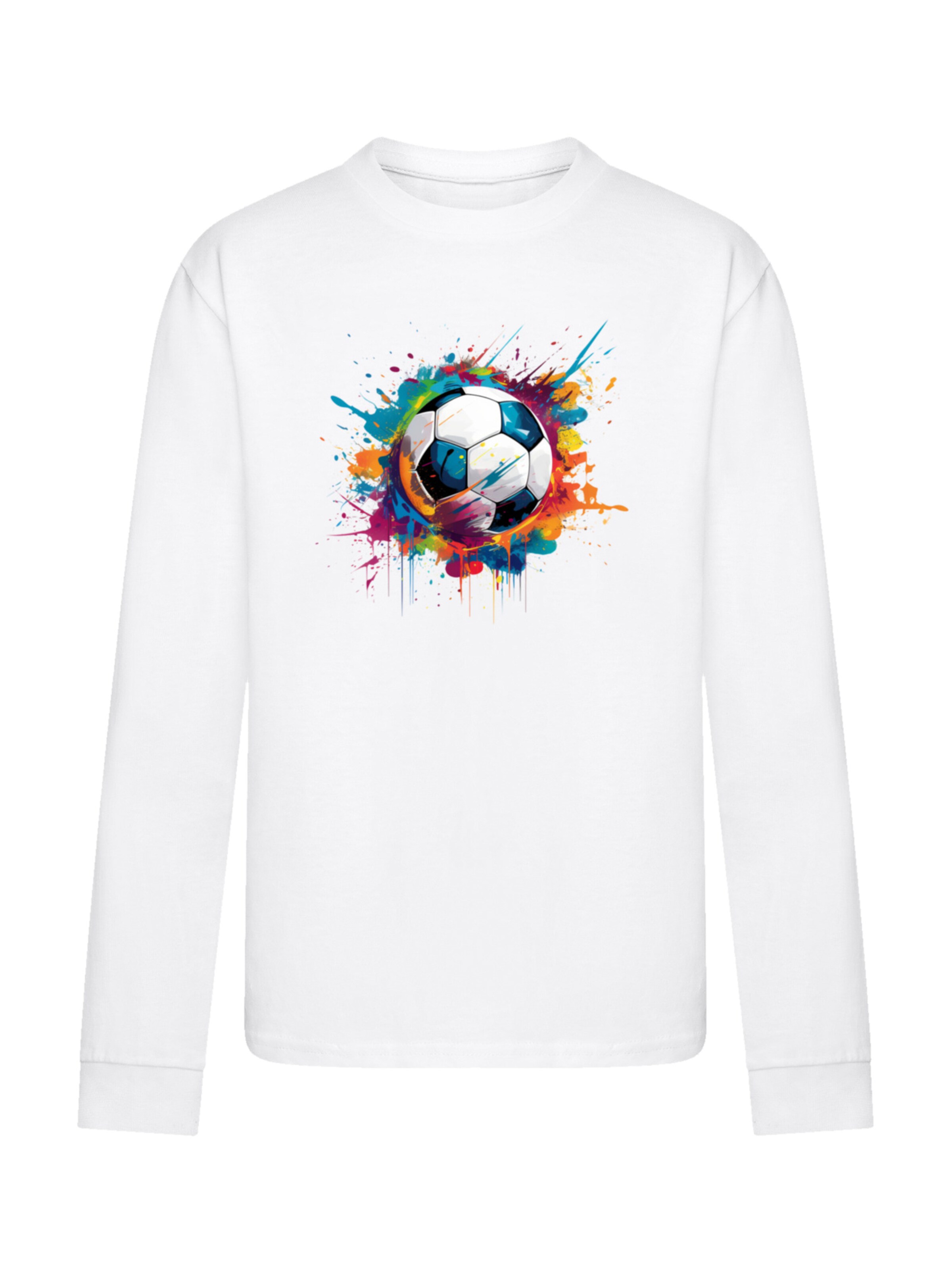 F4NT4STIC Shirt 'Bunte Fußball Grafik' in White: front