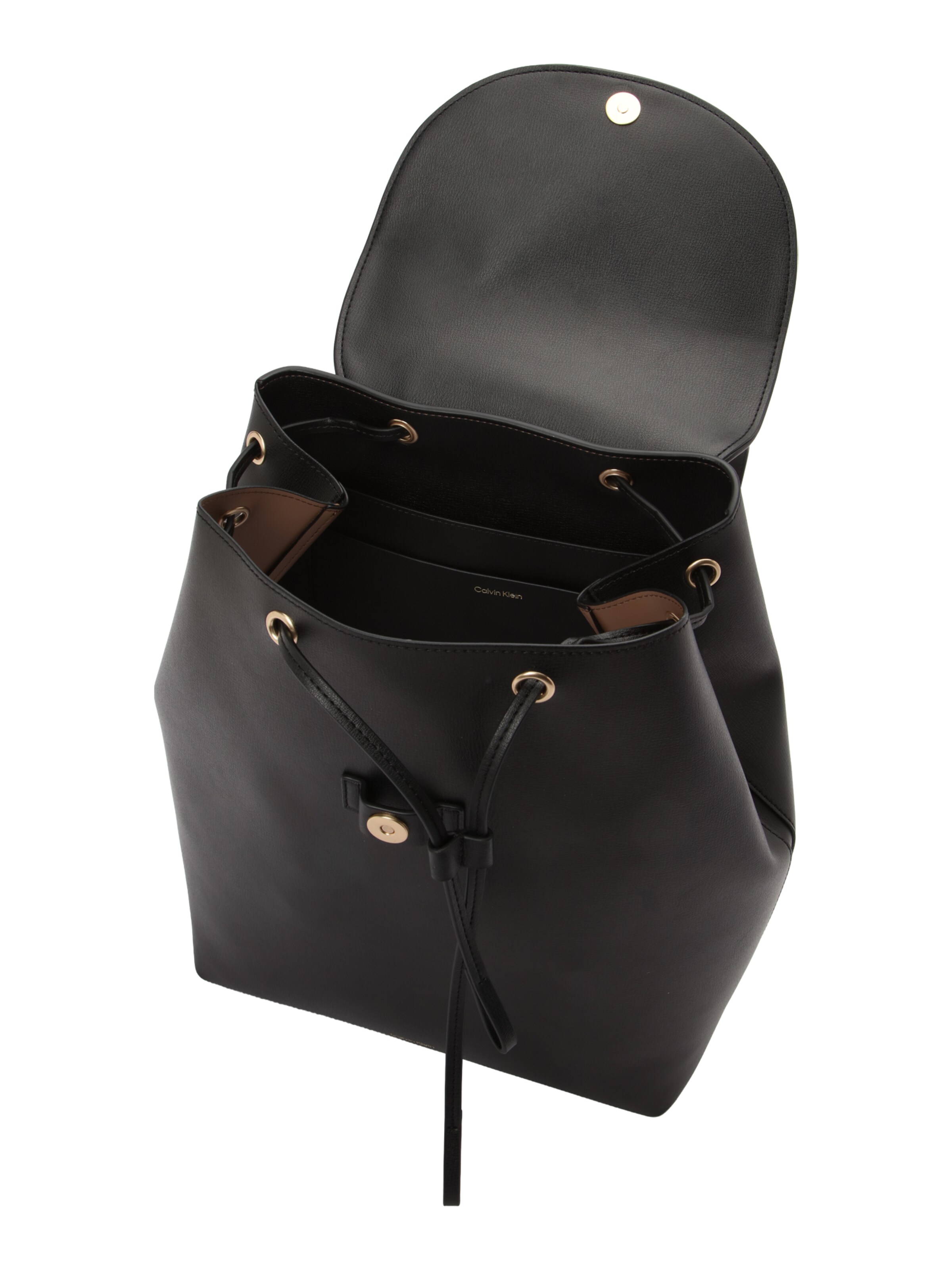 Calvin Klein - Mochila 'FOIL LOGO LARGE FLAP BACKPACK' em preto