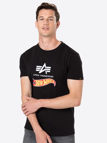 ALPHA INDUSTRIES Shirt 'Hot Wheels' in Zwart: voorkant