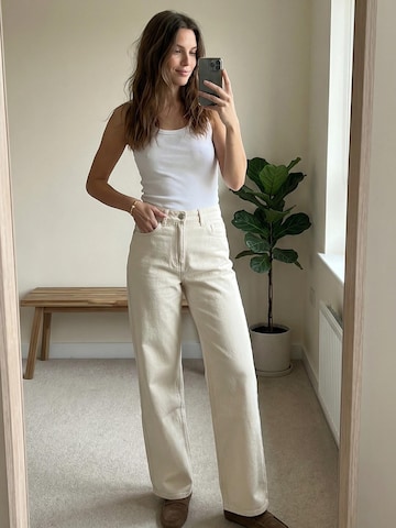 Everly Wide leg Τζιν σε μπεζ