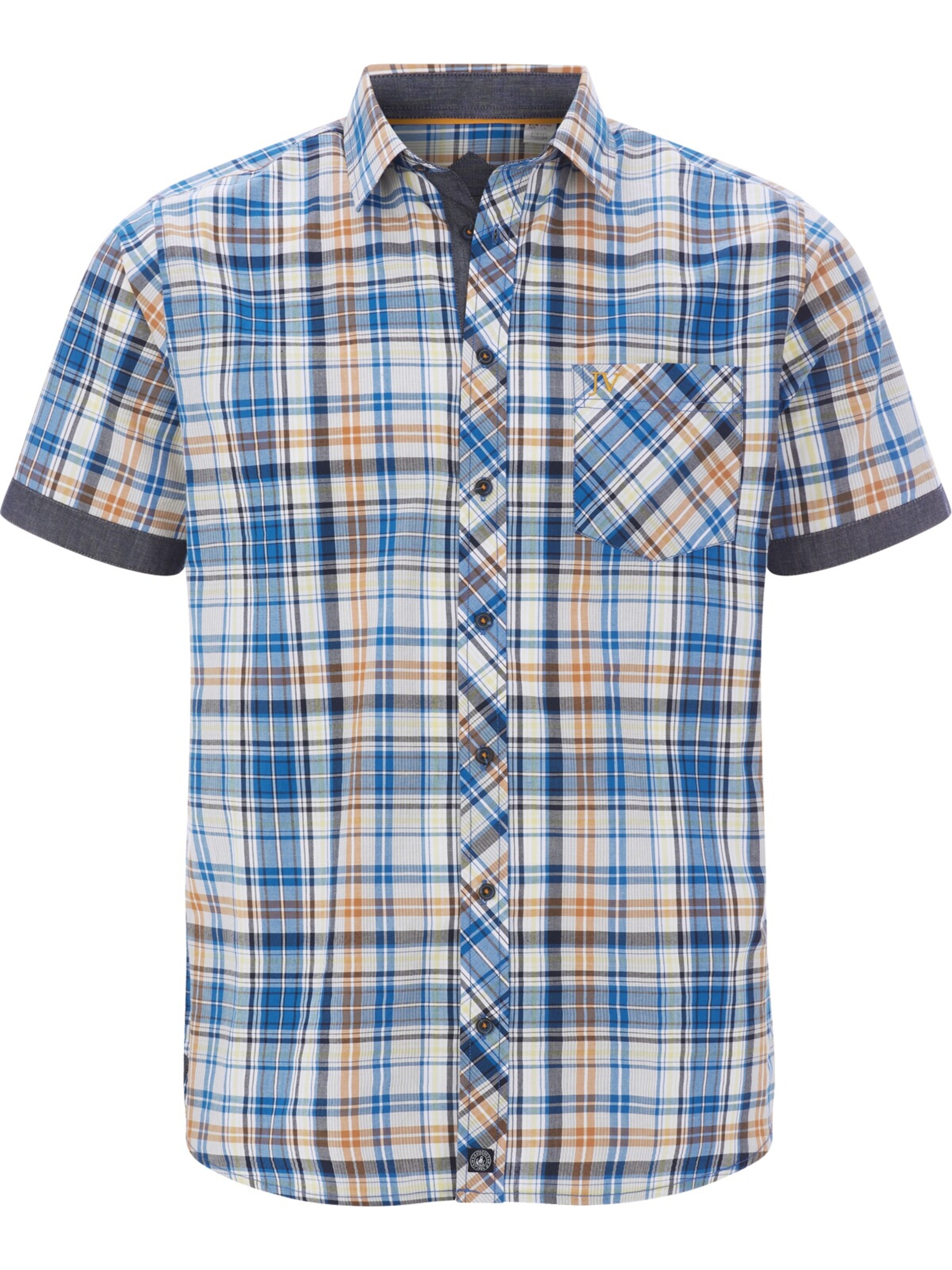 Jan Vanderstorm Comfort Fit Kurzarmhemd ' Wikthor ' in Blau: Vorderseite