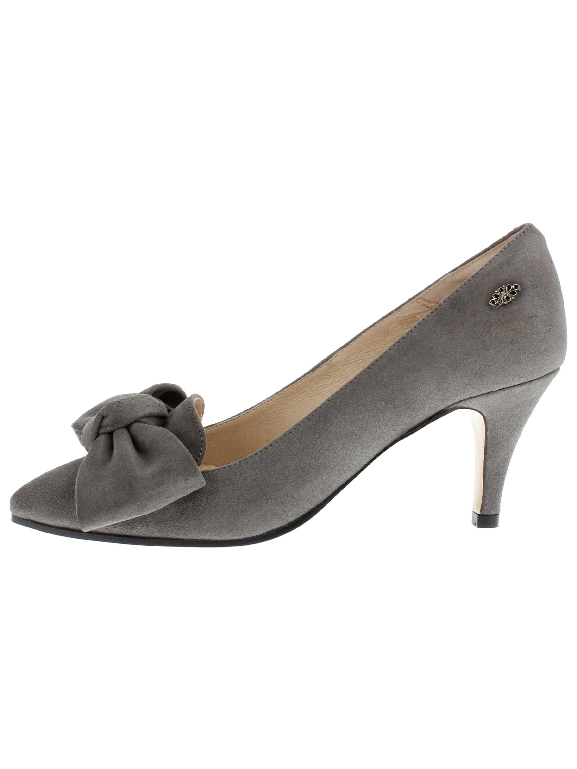 XAVER LUIS Schuhmanufaktur Pumps 'MARA - Spitze Pumps mit großer Schleife' in Grey: front