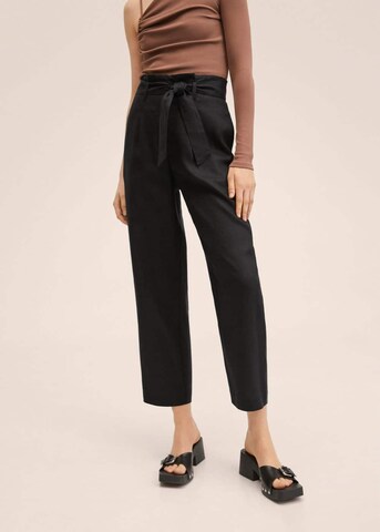 MANGO Regular Pleat-Front Pants 'Ampabelt' in Black: front