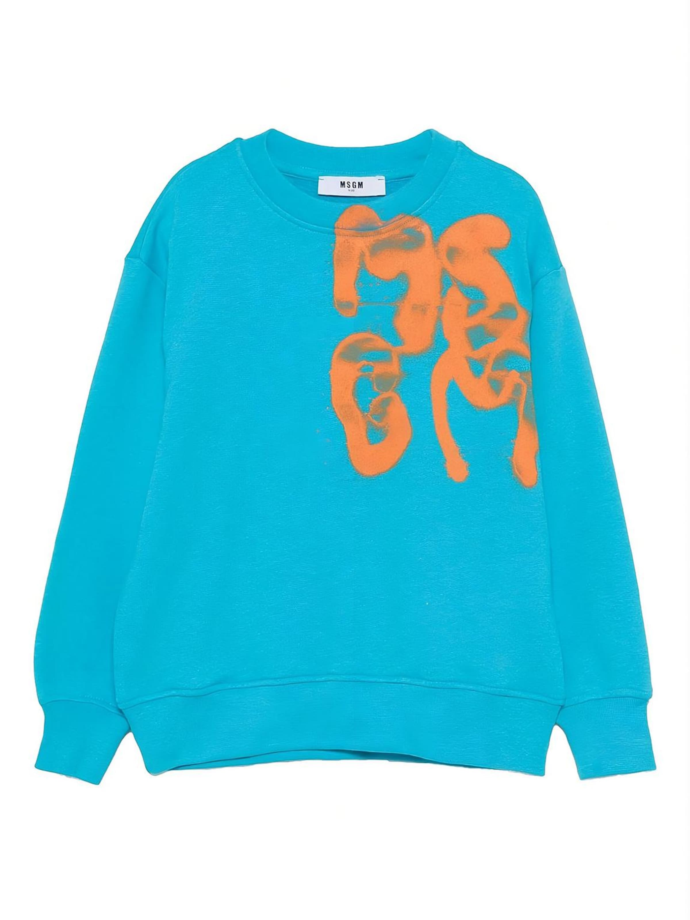 Sweat 'Felpa girocollo turchese per bambino' MSGM en bleu