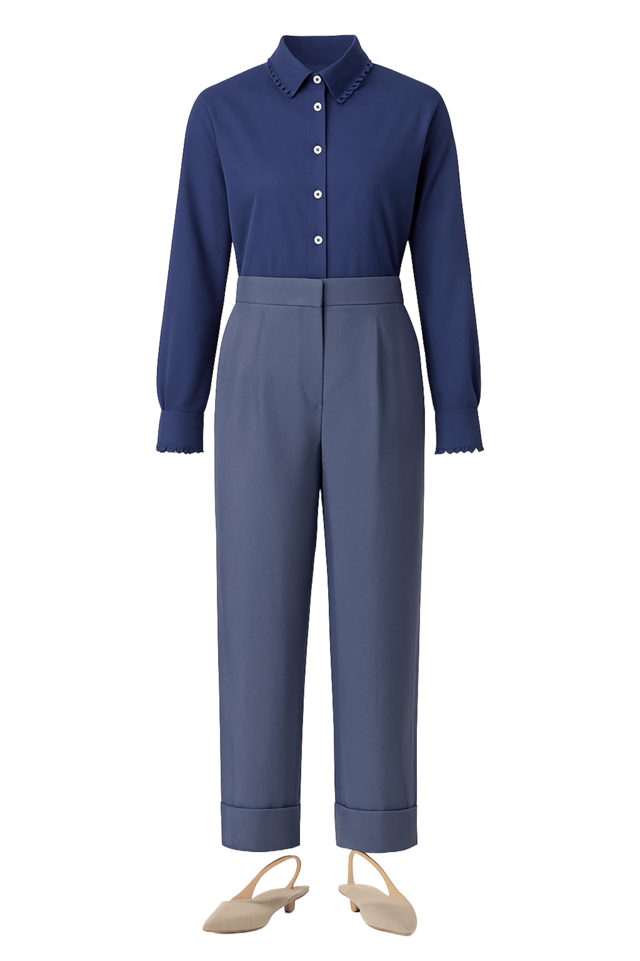 Touche Prive Wide Leg Hose in Blau: Vorderseite