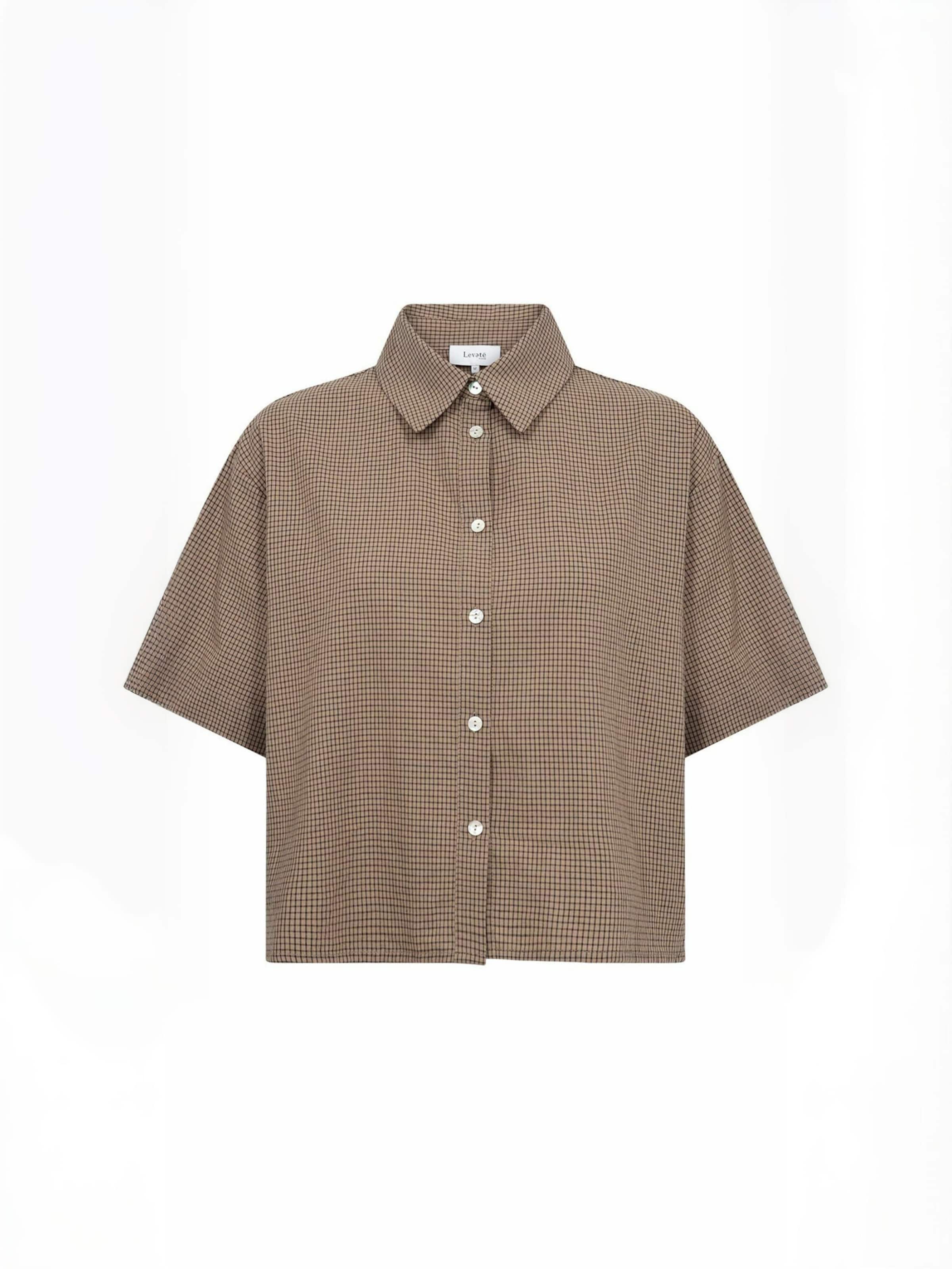 Levete Room Shirt ' LR-RONIA ' in Braun: Vorderseite