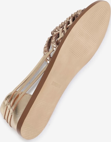 BRONX Ballet Flats with Strap in Gold