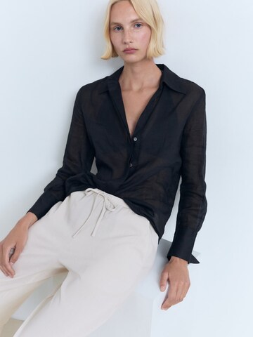 MANGO Loose fit Trousers 'RIGA' in Beige