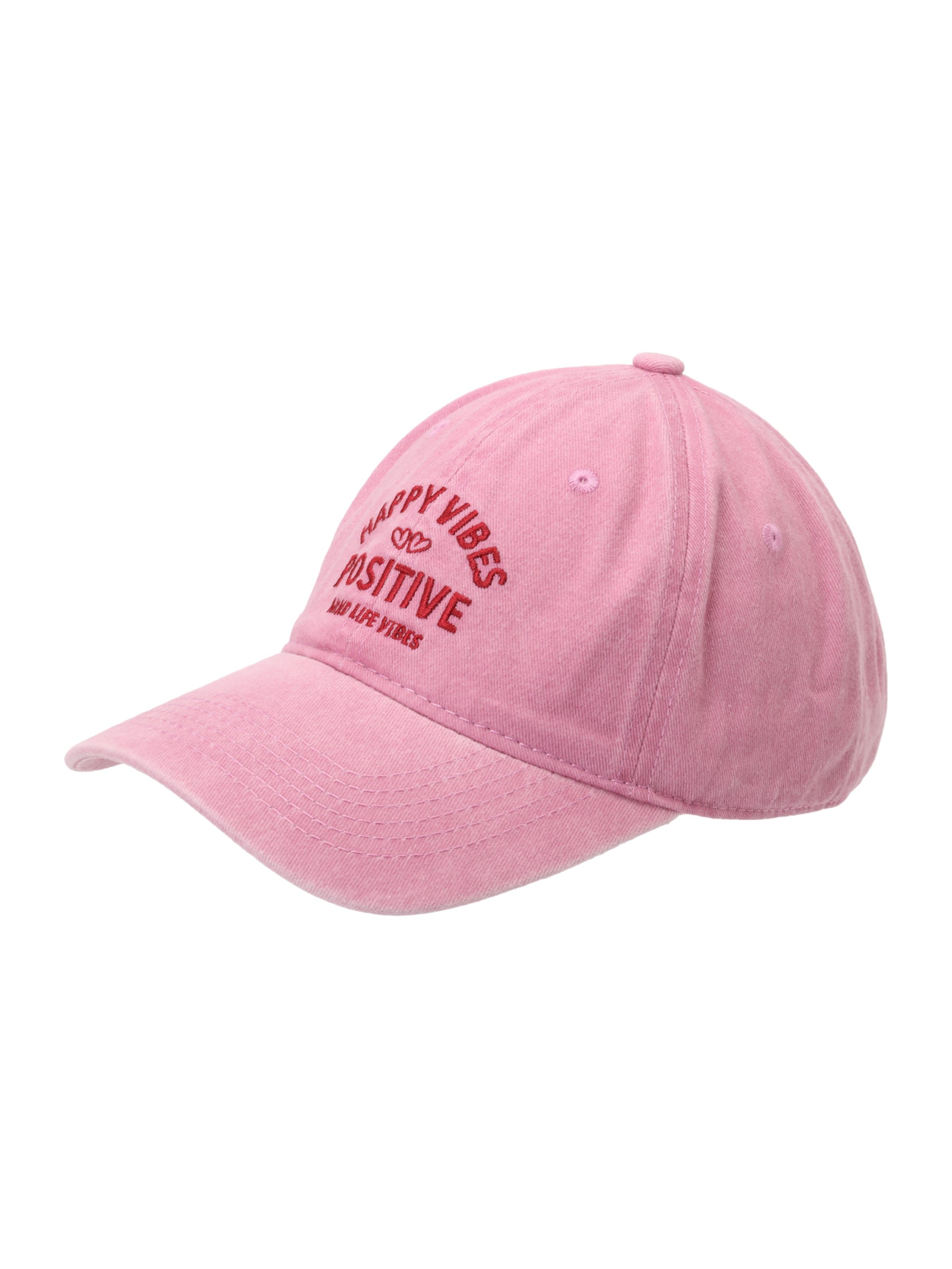 Cappello da baseball 'Happy Vibes - Positive' di Zwillingsherz in rosa: frontale