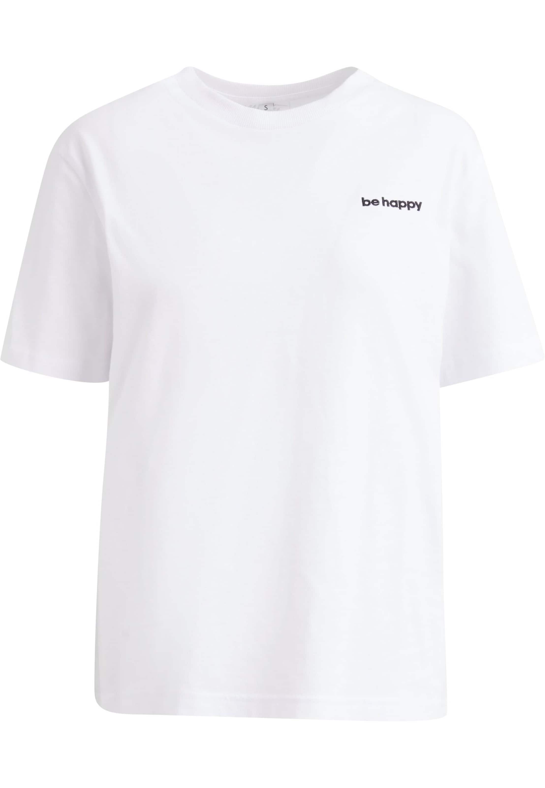 Mister Tee Μπλουζάκι 'Be Happy' σε λευκό: μπροστά