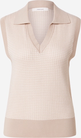 SELECTED Neuletoppi 'SLFMILAN' värissä beige: etupuoli