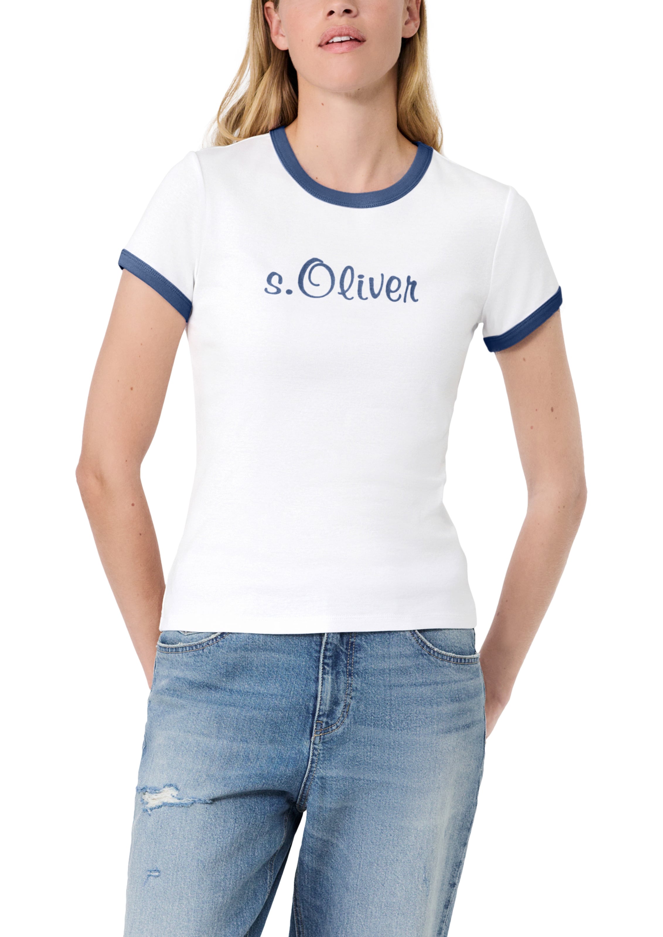 s.Oliver - Camisa 'Vintage' em branco