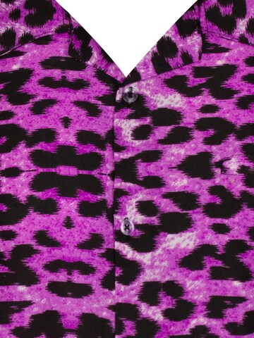 King Kameha Regular fit Button Up Shirt 'Leopard' in Purple