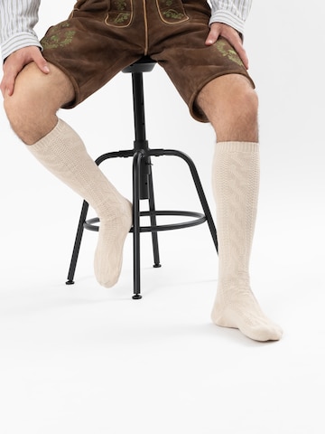 HerzSticht Trachtensocken 'Bergdistel' in Beige