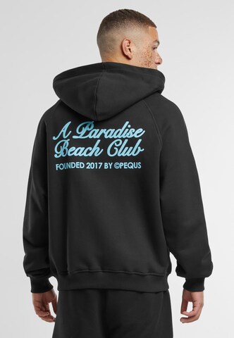 Pequs Sweat jacket 'A Paradise Beach Club' in Black: front