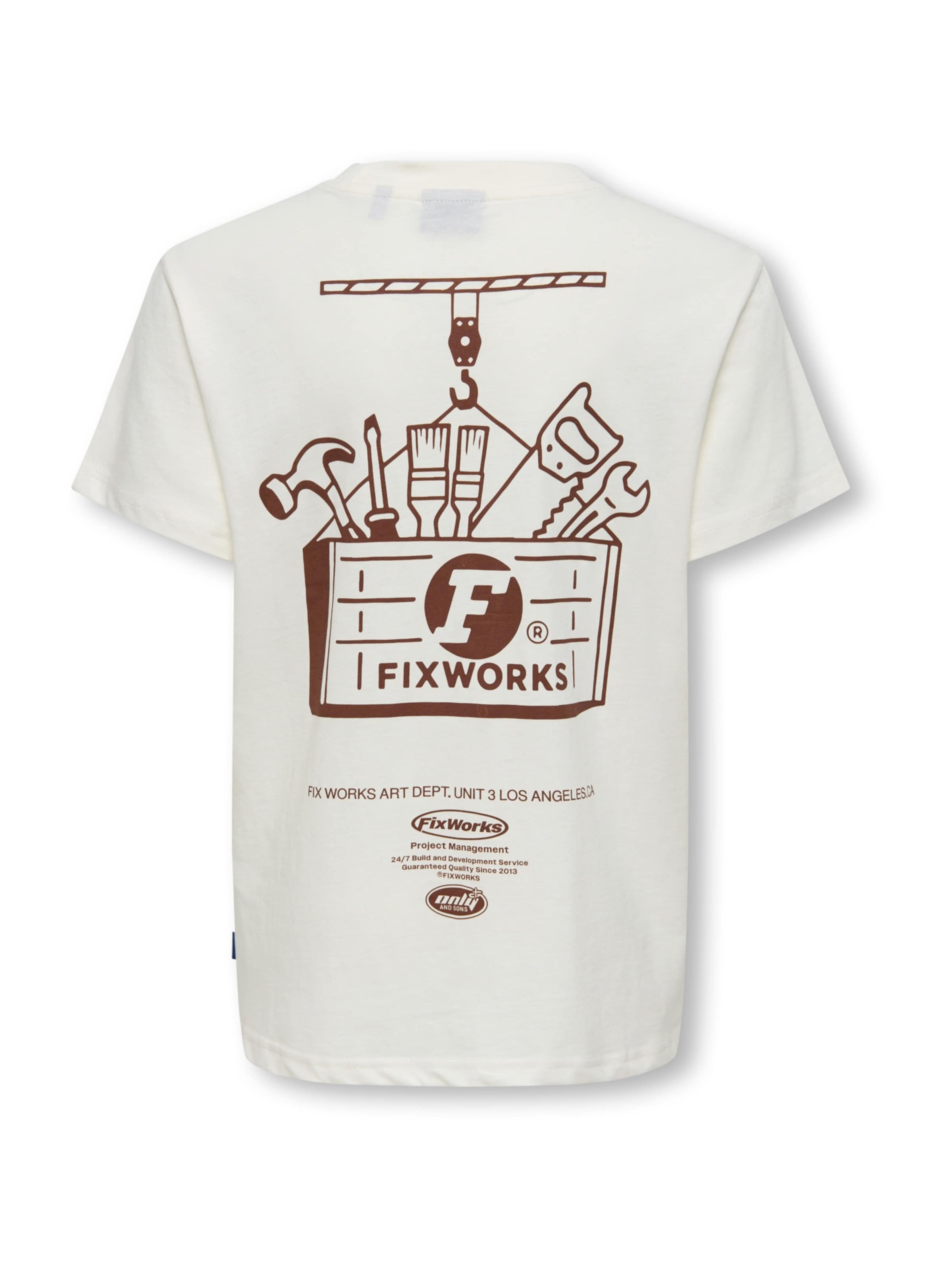 Only & Sons Junior - Camiseta 'OSJALFI FIX WORKS' en blanco
