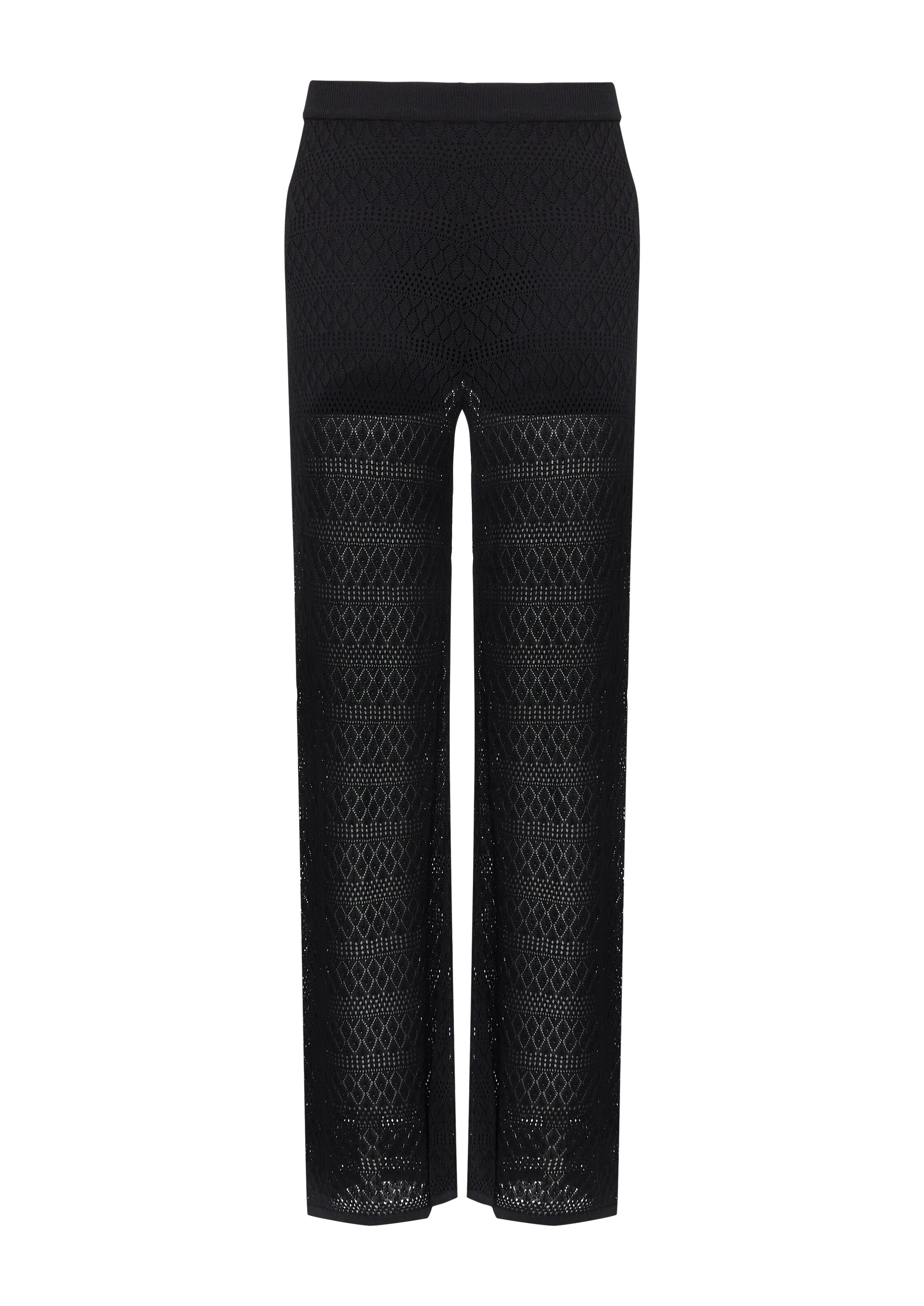 QS Široký strih Nohavice - Čierna: predná strana