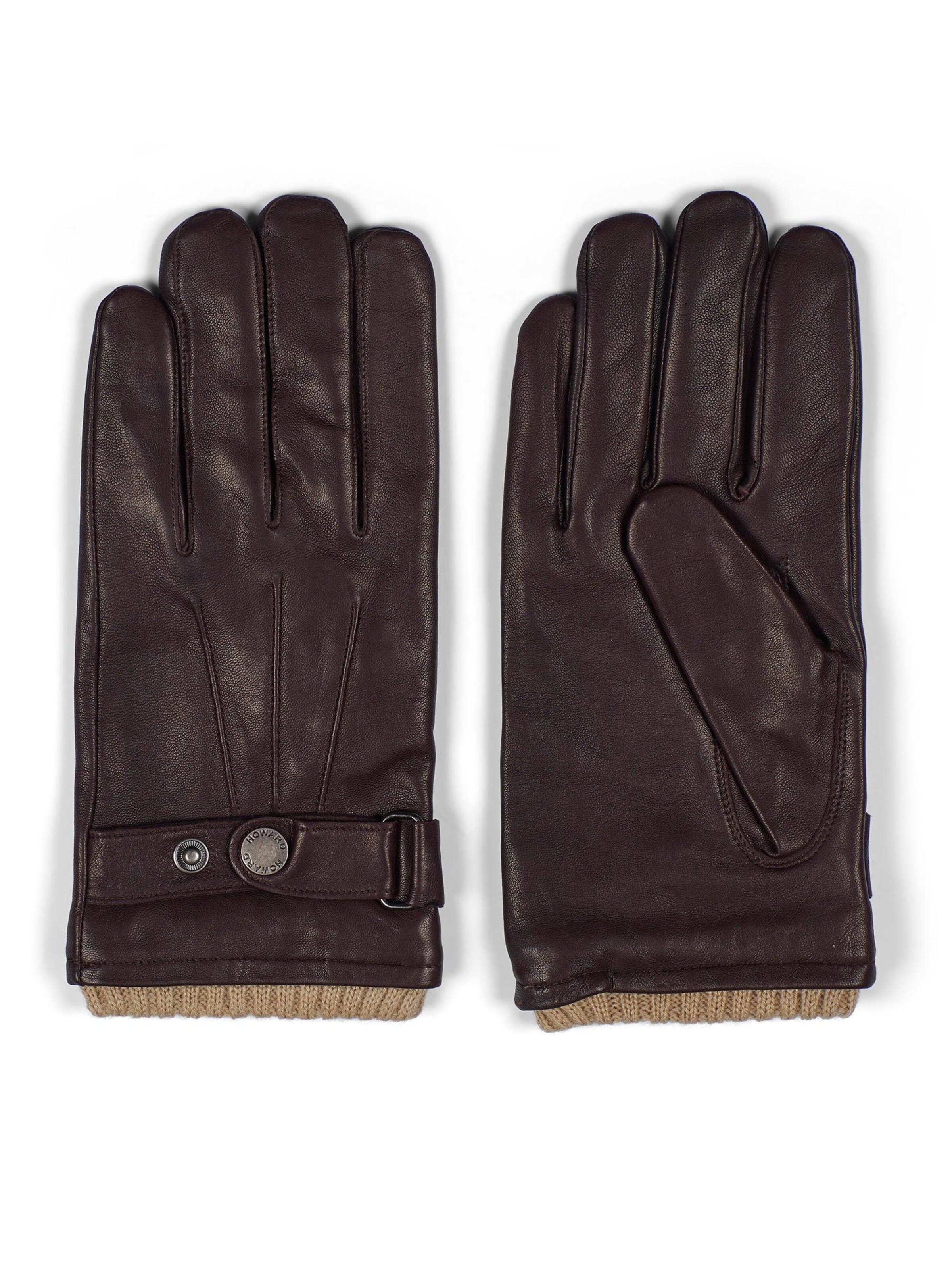 Howard London Full finger gloves 'Leather Gloves Smith Dark Brown' in M-L in Dark brown, Item view