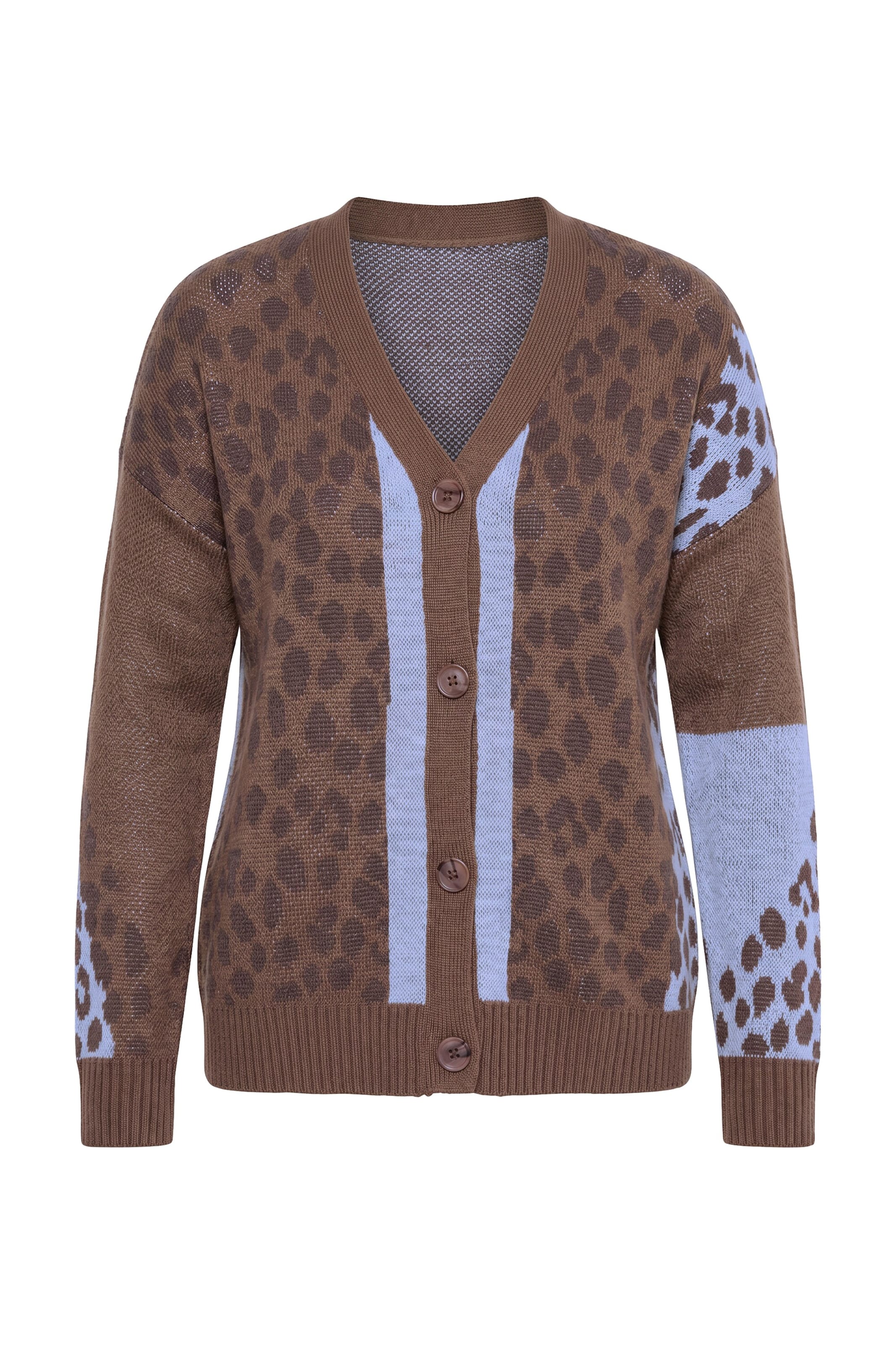 MIAMODA Knit Cardigan in Brown: front