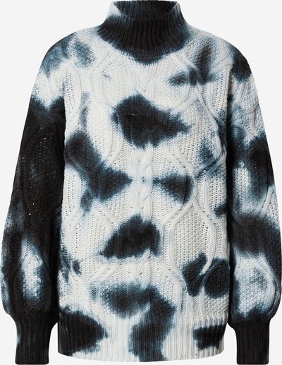 River Island Sweater 'TIE DYE CABLE' in Petrol / White, Item view