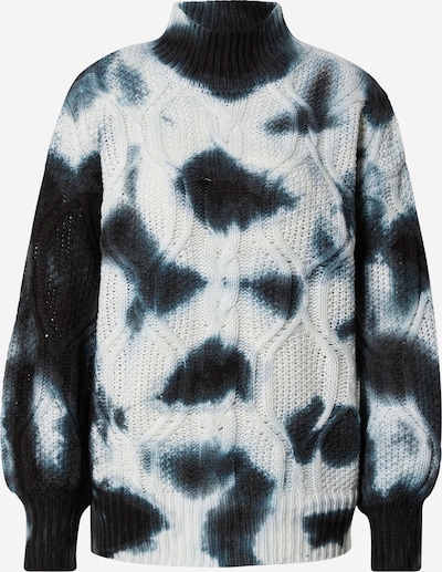 River Island Sweater 'TIE DYE CABLE' in Black / White, Item view