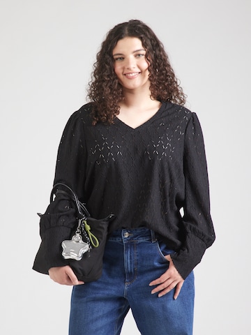 PIECES Curve Shirt 'PCCHRISTY' in Black: front