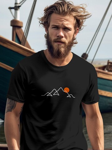 Neverless Shirt 'Berg Linie' in Black