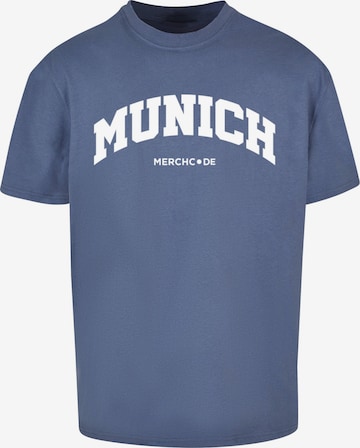 Merchcode T-Shirt 'Munich Wording' in Blau: Vorderseite