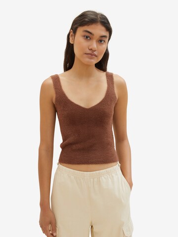 TOM TAILOR DENIM Knitted top in Brown: front