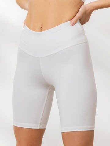 Hey Honey - Skinny Leggings 'Biker' en blanco