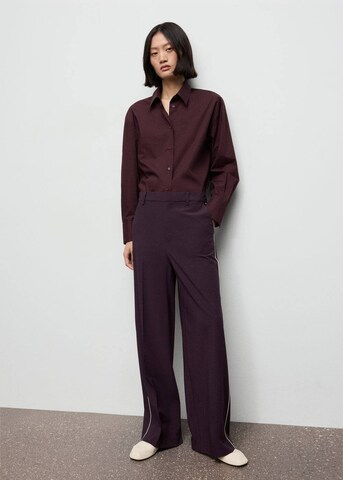 MANGO Wide leg Pleat-Front Pants 'Piping' in Purple