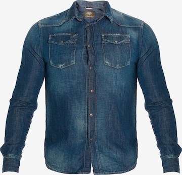 Le Temps Des Cerises Regular fit Button Up Shirt 'JUANITO' in Blue: front