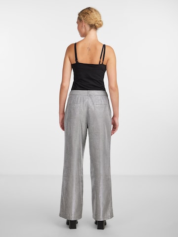 PIECES Wide leg Pants 'GLITTY' in Grey