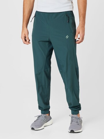 Superdry Tapered Workout Pants in Green: front