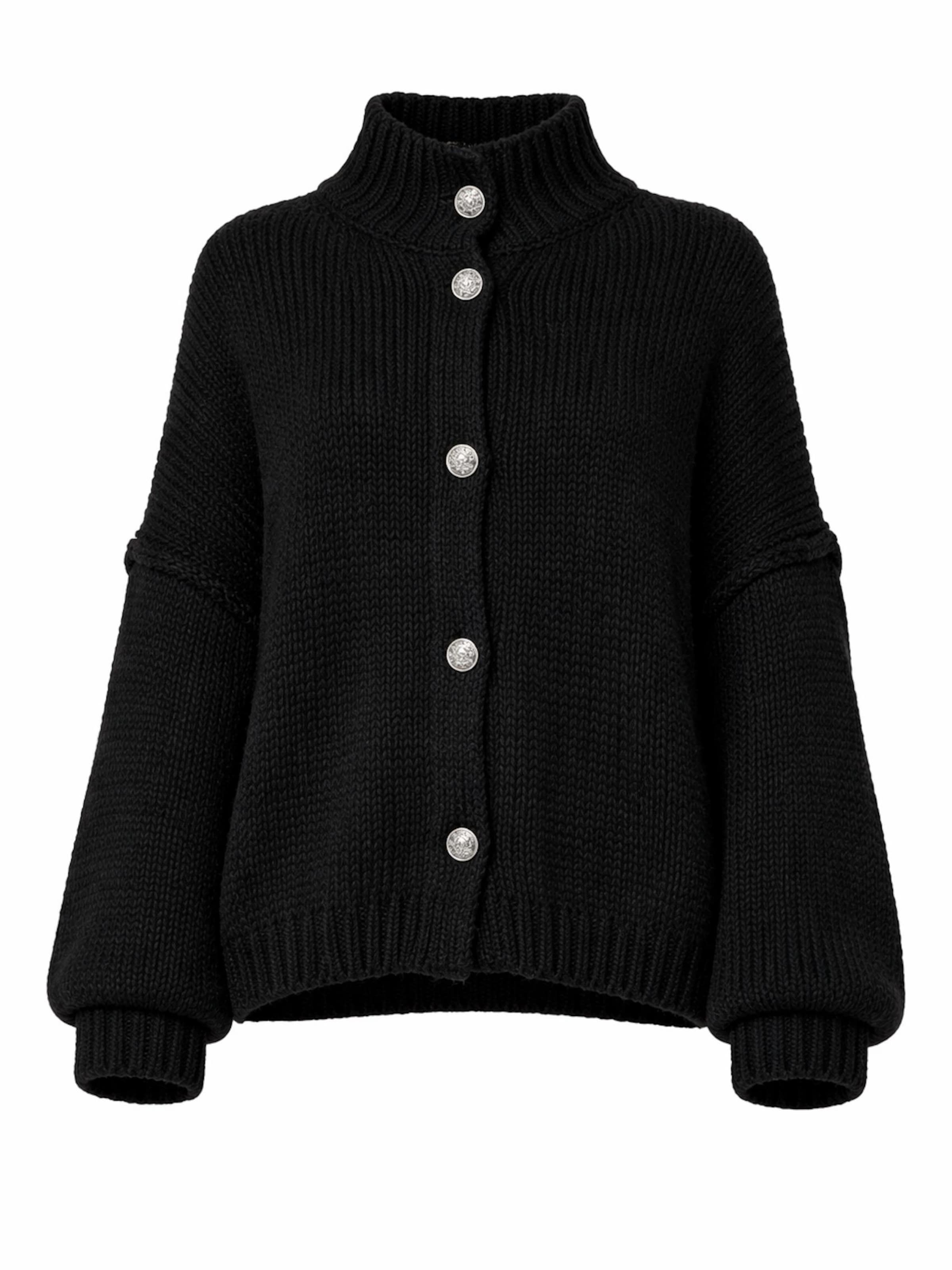 Worldclassca Oversized Cardigan 'Strickjacke mit Knopf' in Black: front