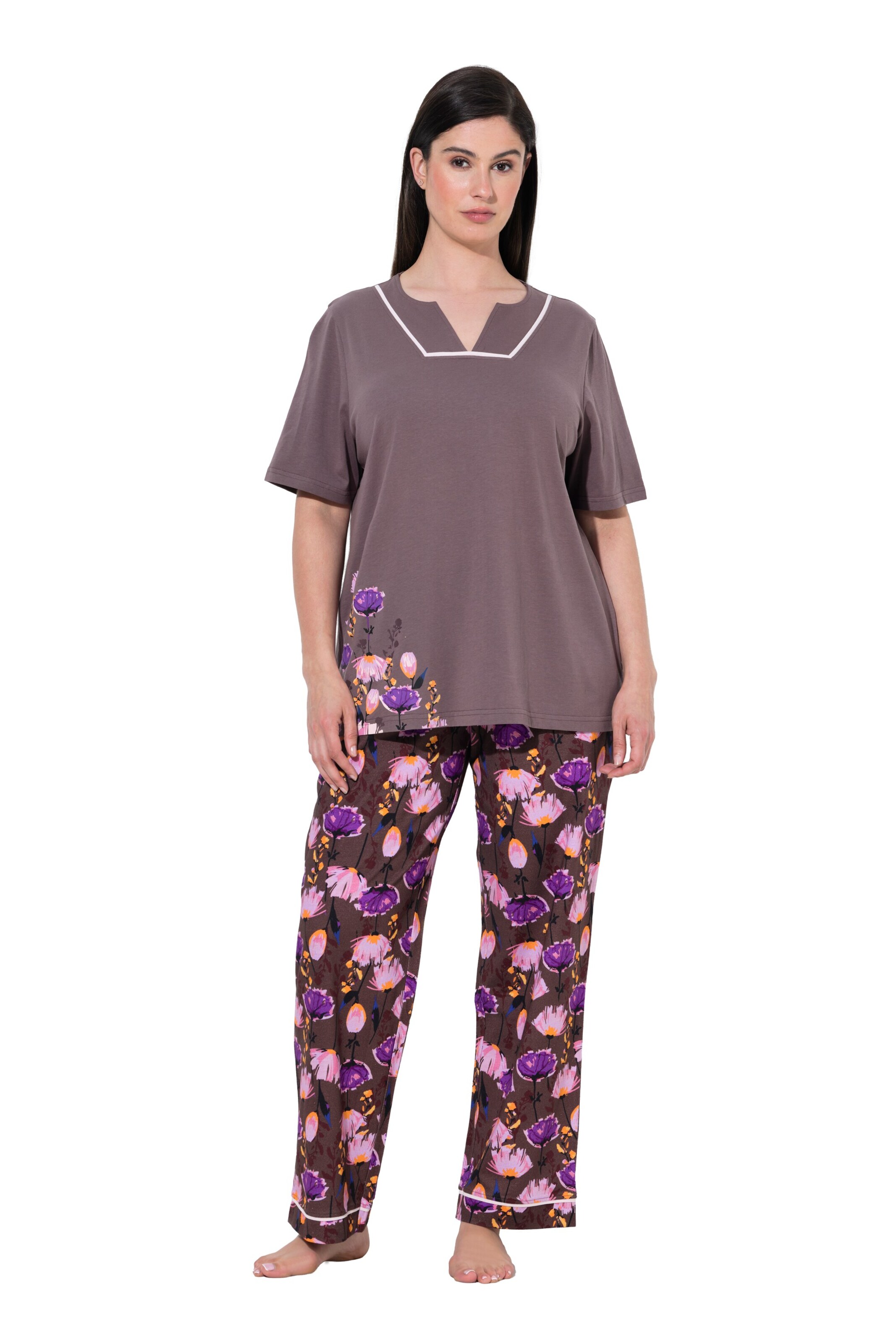 Ulla Popken Pyjama in Bruin: voorkant