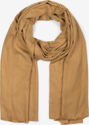 styleBREAKER Schal 'Unifarbener Schal mit Fransen' in Beige: Vorderseite