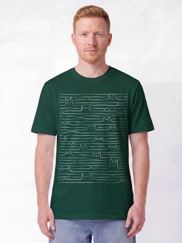 T-Shirt 'Doodle Cats' Watapparel en vert : devant