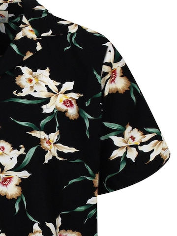 Paradise Found Regular fit Button Up Shirt 'Tom Selleck Star Orchid' in Black