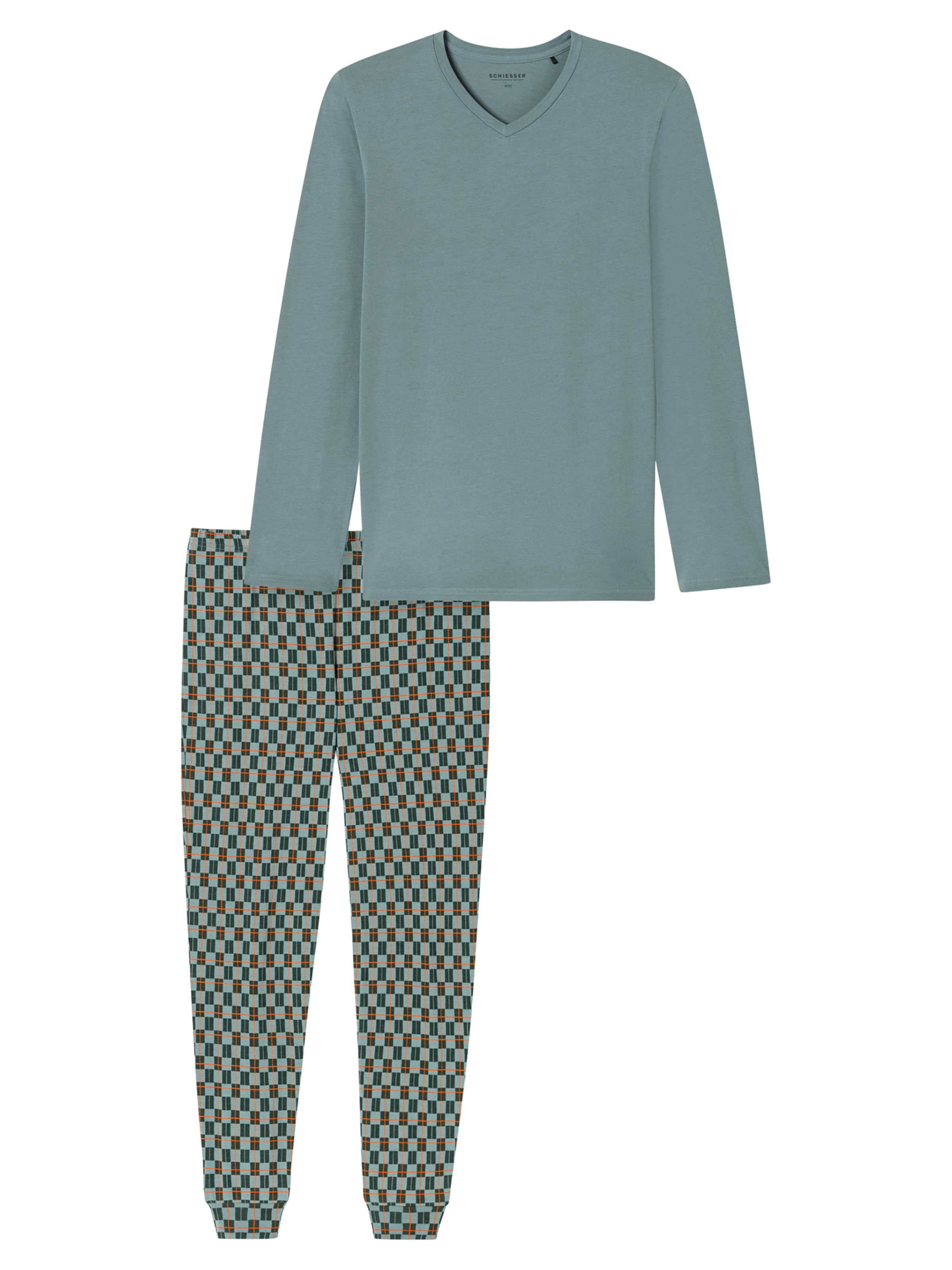 Pyjama long ' Casual Essentials ' SCHIESSER en bleu : devant